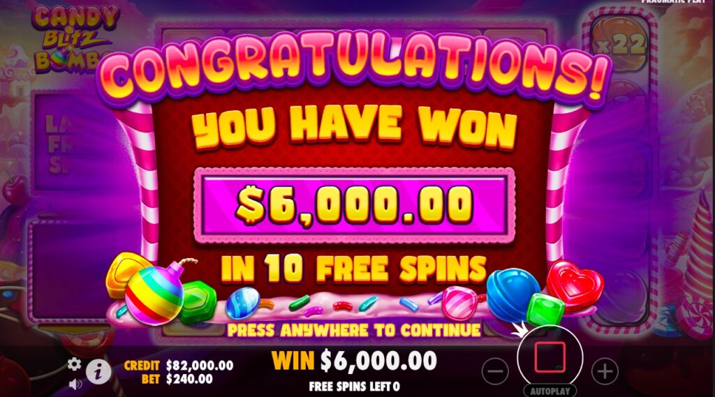 Candy Blitz Bombs huge slot win