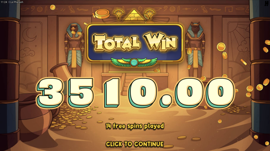 Le Pharaoh total win.