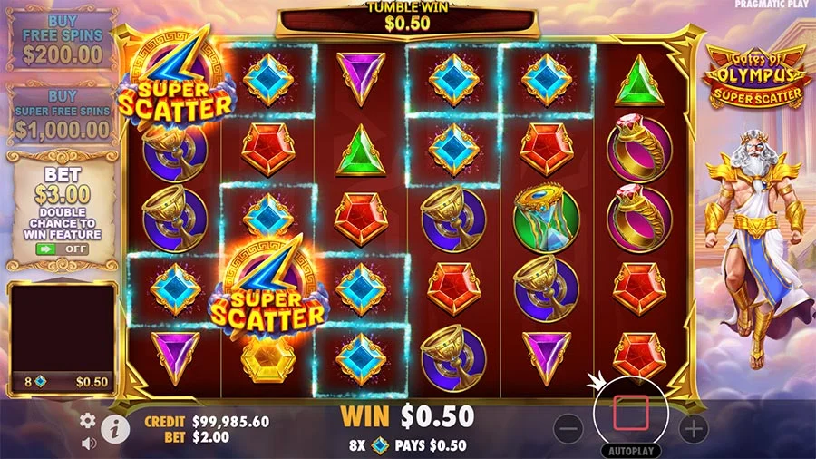 Gates of Olympus Super Scatter gameplay.