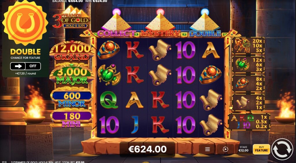 3 Pyramids Of Gold bonus features gameplay