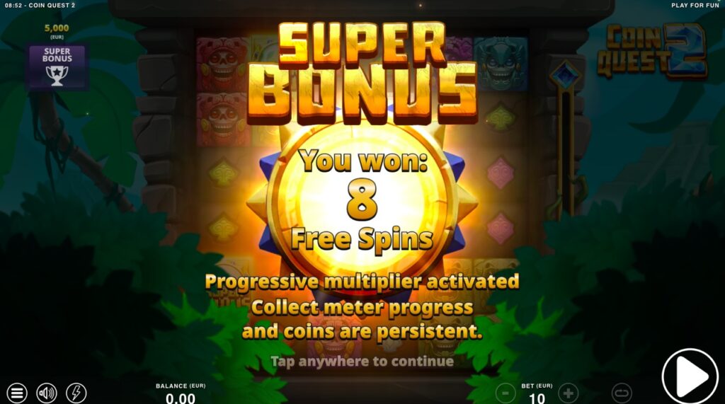 Coin Quest 2 free spins bonus feature