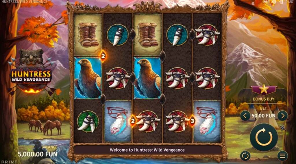 Huntress Wild Vengeance slot gameplay