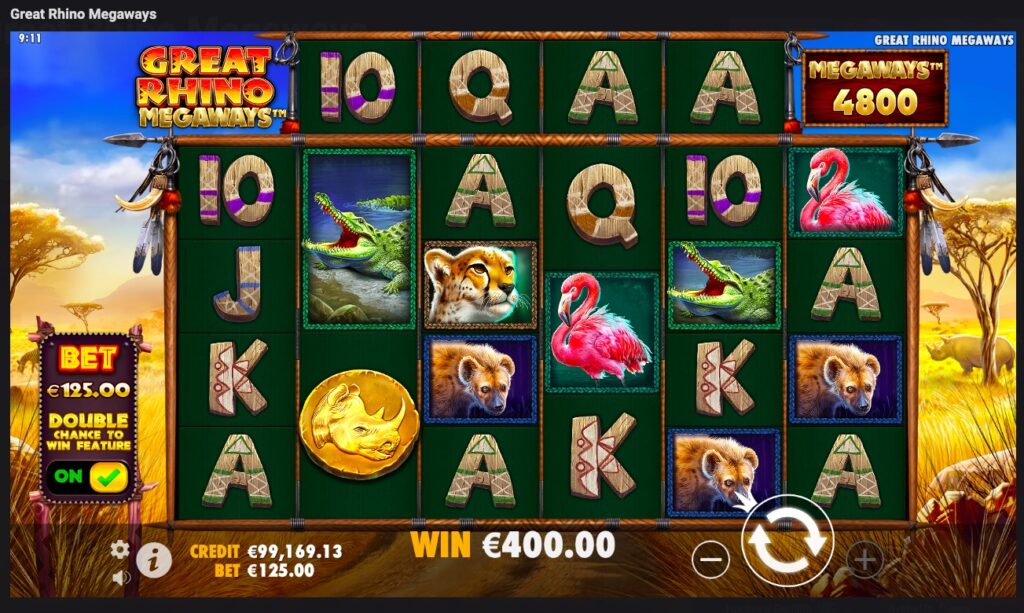 Great Rhino Megaways free spins gameplay