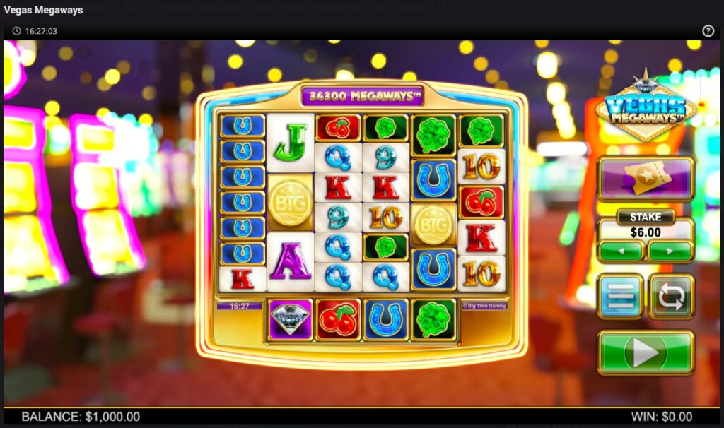 Vegas Megaways slot gameplay