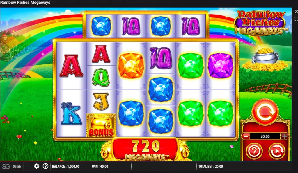 Rainbow Riches Megaways slot gameplay